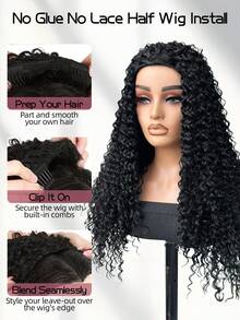 Deep Wave Half Wig Wear And Go Glueless Wigs 22/26 Inch Curly 3 In 1 Half Wigs For Women Drawstring Seamless Wig Beginner Friendly - Multicolor - View 4