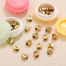 Exquisite Packaging 5pcs 304 Stainless Steel 18K Gold-Plated Heart-Shaped Pentagram Beads With Diamond Embedding DIY Charm Jewellery Making Accessories Women's Stainless Steel Jewellery Female Ornaments Beadwork Handcrafted Components - Bead - View 3