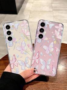 1个粉色花卉蝴蝶软壳手机壳，兼容华为荣耀、红米、三星Galaxy A04e/12/A13/A14/A34/A50/A52/A53/A54/S21/S22/S23/S24/S25/S25Ultra/S25FE/S26/S26 Plus/S26 Ultra/S26 Edge、6A/7A/8A、12T/13T/15T/15T Pro - 無色 - 查看 3