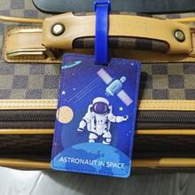 Creative Astronaut Luggage Tag, High Quality Travel Accessories, Baggage Tag, PU Leather Tag, Boarding Tag, Name ID Labels With Privacy Cover For Suitcases, Boarding Tag Portable Label - Multicolor - View 8
