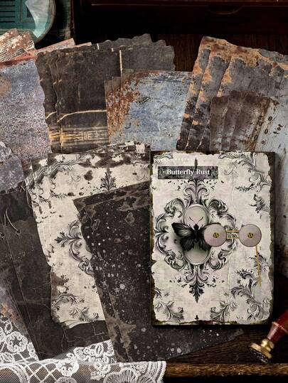 30 قطعة ورق تقطيع ذو ملمس صدأ عتيق، ورق حرفي ديكور رجعي، هدية عيد، خامة كولاج يدوي، تخطيط دفتر تذكاري شخصي، قرطاسية مدرسية إبداعية