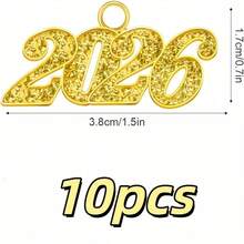 1/10-Piece Gold 2026 Graduation Commemorative Charms - Year Badge Decor For Cap Tassels & Gowns, Commemorative Ornaments For 2026 Graduates, Budget-Friendly Graduation Party Gifts & Souvenirs - Multicolor - View 6