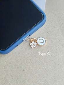 1pc Letter A/M & Flower Charm Phone Dust Plug For Type-C Interface Birthday Festival Gift - Multicolor - View 27
