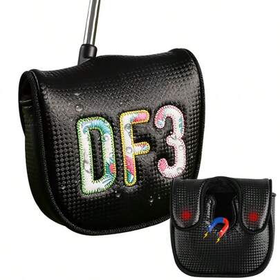 Golf Club Mallet Putter Magnetic Headcover 1 Pack, Stylish Pattern Premium PU Leather With Secure Magnetic Closure For Enhanced Protection, Durable & Stylish Black For Men Women