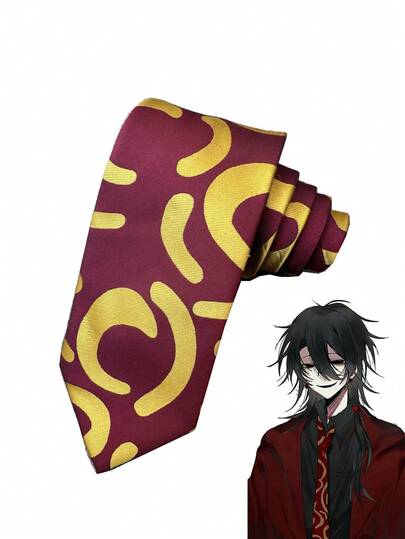 Dark Gothic Style Anime Character Cosplay Special Tie, Game Fandom Inspired Design, Atmosphere-Creating Outfit Accessory, Unisex Adjustable Cosplay Prop For Costume Parties And Role-Playing Events