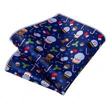 Juego de corbatas de Navidad para hombre diseño de corbatas de seda y bolsillo con caja de regalo corbata festiva de Navidad-B006 - Muñeco de nieve azul - Ver 7