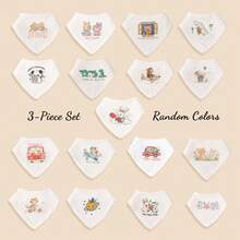 3pcs/Pack (Random Color), Baby Bibs, Absorbent, Soft & Skin-Friendly, Rabbit & Bear Designs, Essential For Drooling Babies, Great Gift - Multicolor - View 11