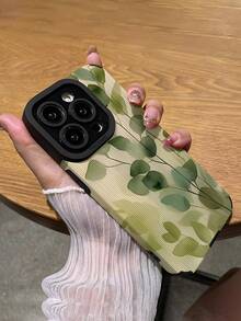 1pc Fashion Personalized Eucalyptus Leaf Striped Faux Leather Protective Soft Phone Case, Suitable As Birthday, Holiday Gift For Friends, Family, Couples, Compatible With IPhone 17/17 Air/17 Pro/17 Pro Max, 16/16 Plus/16 Pro/16 Pro Max, 15/15 Plus/15 Pro - Multicolor - View 5