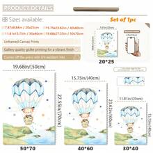 1幅帆布墙画_儿童房海报，热气球，儿童艺术，墙面装饰，图片，动物图案，礼物，波西米亚风格，婴儿用品 - 带框婴儿房墙画，完美适用于游戏室装饰、婴儿房装饰、托儿所装饰、幼儿园装饰、男孩房装饰、女孩卧室装饰、儿童房装饰。 - 彩色 - 查看 3