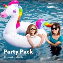 Joyfy 2-Pack Flamingo Unicorn Pool Float - Fun Beach Floaties, Inflatable Swimming Pool Tubes Party Toys, Lake Beach Floaty Swim Rings Summer Pool Raft Lounger For Adults & Kids - Multicolor - View 8