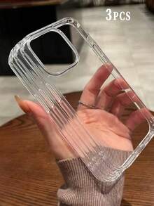 Solid Plain Blank TPU Minimalist 3pcs TPU Transparent Anti-Drop 2.8mm Phone Case Compatible With Iphone 17/17Pro/17promax/17Air/16/16Pro/16promax/16plus/11/12/13/14 Pro Max/Xs/Xr/11 Pro/11 Pro Max/12 Pro/12 Pro Max/13 Pro/13 Pro Max/7 Plus/14 Pro/14 Pro Max/14 Plus/7 Plus/8 Plus/8/Se2, Minimalist & Personalized Phone Protective Cover Vertical Grooved Texture Basic Phone Case Spring Easter Gift Birthday Anniversary Party - Transparent 2 - View 20