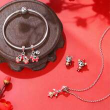 1 Silver-Plated Pendant Bead, Chinese New Year Tiger-Head Hat Girl Bead, Chinese New Year Top Scholar Bead, Chinese New Year Lucky Red Horse Pendant, Chinese New Year Tiger-Head Shoe Pendant, Chinese Good Luck Koi Pendant, Matryoshka Surprise Box Charm, Spring Festival Firecracker Celebration Pendant, Cute New God Of Wealth Bead - Multicolor - View 2