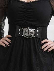 1件朋克风女式腰带，宽腰带配合金扣，弹性腰带 – 哥特式服装配饰 - 彩色 - 查看 3