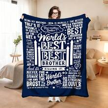 1pc Brother Birthday Christmas Flannel Blanket Gift Flannel Throw Blanket - 280gsm Perfect All Seasons Valentine's Day Gift, Cozy Blanket - Color01 - View 1