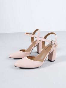 Timesize 粉色高跟凉鞋，女士高跟鞋，玛丽珍鞋，粗跟鞋，婚鞋，超高厚底高跟鞋，粗跟鞋，女士高跟鞋，工作鞋，正装鞋，随机图案 - 淺粉色 - 查看 5