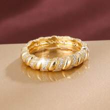 1pc Spiral Shaped Design Cubic Zirconia Inlaid Women Fashion Ring, Casual Gift - Multicolor - View 7