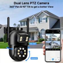 Wifi Surveillance Camera 2K 4MP Dual Lens Wireless Outdoor Security PTZ IP Cameras AI Human Detect CCTV Camera 4X Digital Zoom - Multicolor - View 2