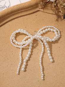 1个欧美韩风仿珍珠蕾丝蝴蝶结鞋夹，时尚百搭DIY可拆卸鞋饰，甜美可爱，完美礼物 - 白色珍珠蕾絲鞋扣 - 查看 6