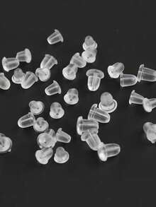 100pcs/200pcs Silicone Ear Stud Backs - Secure & Comfortable Transparent Earring Support For All Occasions - Clear - View 5