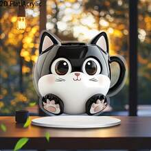 2D立体可爱猫咪亚克力咖啡杯，带阳光捕捉器 - 送给亲朋好友的完美礼物，也是家居和办公室装饰的理想之选