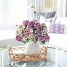 1pc/80stems Romantic Silk Peony Hydrangea Bouquet Artificial Flowers, Plastic Flower Arrangement For Wedding/Home/Bedroom/Living Room/Dining Table Decor, Bridal Bouquet, Mother's Day - Mauve Purple - View 6