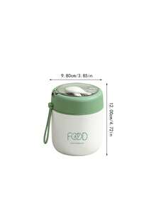 1pc Stainless Steel Breakfast Cup With Spoon, Transparent Lid, Portable, Mini Lunch Box, Suitable For Office Workers, Students, Outdoor - Multicolor - View 14