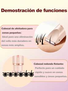 Depiladora para mujeres, afeitadora eléctrica para mujeres (aplicable para zona del vello púbico, axilas, piernas, brazos y rostro), recortadora de cabello de doble cabezal para mujeres, afeitadora 2 en 1 para zona bikini - Rosa Pálido - View 5