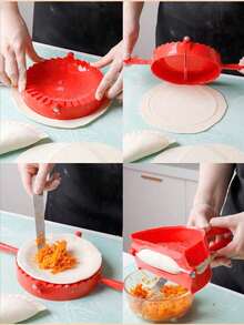 1pc Red Plastic Dumpling Mold, Baking Press Mold, Suitable For Baking Tools - Multicolor - View 5
