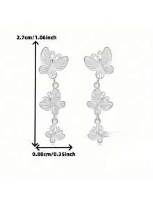 Three Butterfly Earrings, Elegant, Exquisite, Cute And Unique Design Style, Suitable For Daily Wear In Various Occasions - [silver] - View 5