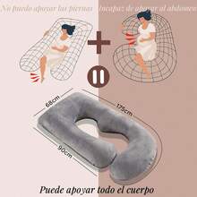 T-FOUR Almohada para el Embarazo,Almohada de Maternidad en Forma de U,Brinda Soporte para Todo el Cuerpo,Múltiples Formas de Uso,Mejor Compañero para Mujeres Embarazadas Descansen.(Gris) - Gris - Ver 5