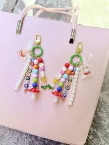 鱼形包包挂饰串珠郁金香钥匙扣蘑菇包包挂饰可爱背包配件金链钱包挂饰送给女孩和女士的礼物Y2K旅行必备卡哇伊 - 彩色 - 查看 4