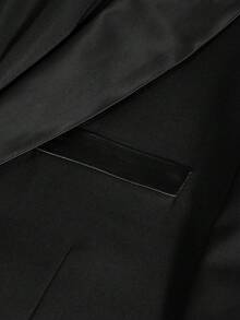 2pcs Black Italian Banquet Notched Collar Suit Set, Formal Hosting Attire, Wedding Tuxedo Jacket + Pants - Black - View 4