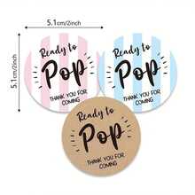 6/30张“即将成为宝宝”感谢宾客贴纸，适用于婴儿派对和性别揭晓派对 - 2英寸自粘标签，印有“谢谢”字样，棕色、粉色、蓝色、条纹 - 可用于派对礼品袋、礼品盒和装饰品，以及派对装饰 | 可爱设计 | 光面 - 彩色 - 查看 6