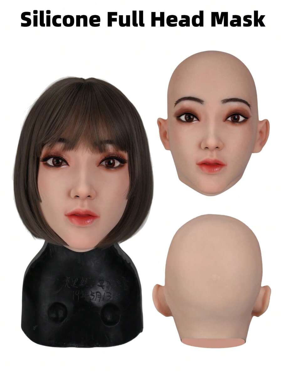 Silicone Mask Full Makeup Cosplay Head Mask Beauty Mask Silicone Crossdresser Head-Mounted Beautiful Exquisite Makeup Mask With Realistic Skin Texture For Halloween, Masquerade Party,Cosplay,Cross-Dressing,Transgender, - Multicolor - View 1