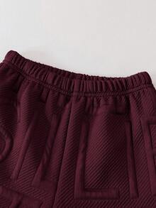 2pcs/Set Young Boy Casual Big Letter Patch Short Sleeve T-Shirt Polo And Shorts Set, Suitable For Summer Casual Outings - Burgundy - View 6