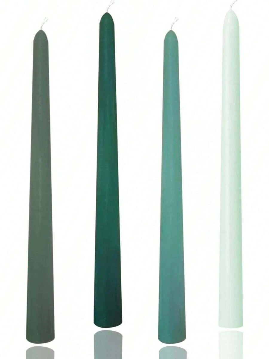 10 Inch Green Gradient Taper Candles,Set Of 4 Tapered Candle, Tall Candlesticks,Conical Stick Candles,Smokeless,Home Dinner, Party, Wedding, Halloween, (Green Series, 10inch) - 紫色 - 查看 1