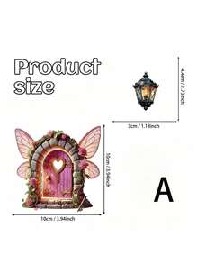 一套2D平面木质仙女门饰 - 心形和蝴蝶图案，梦幻花园和桌面摆件，室内/室外迷你景观艺术，仙女主题装饰，天然木工艺品 - 彩色 - 查看 12