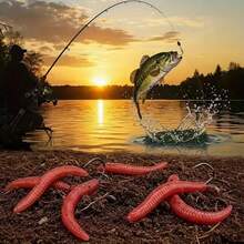 30pcs High Quality Realistic Red Earthworm Fishing Bait, Worm Soft Bait, Red Worm & Maggot Bionic Worm Design - Scented Lure Suitable For Freshwater And Saltwater Fishing, Durable Thermoplastic Rubber Material, Natural Appearance, High-Quality Bait - Multicolor - View 9