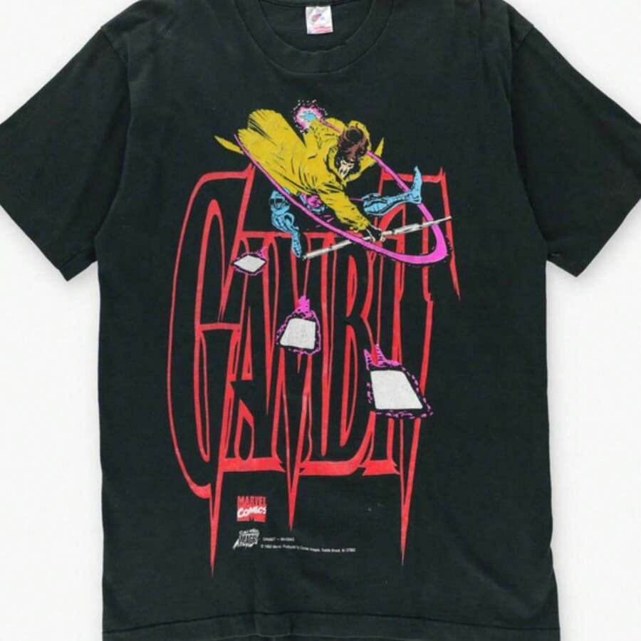 Gambit 1993 Wolverine Vintage Single Stitch Gildan T-Shirt - Black - View 1