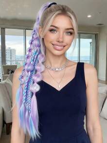 手工混色泡泡扭辫 - 女士度假风接发，适合所有发质 - 彩色 - 查看 5