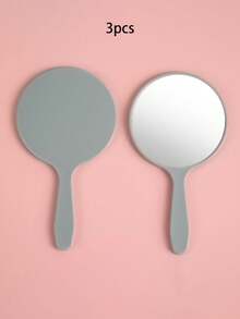 3pcs New Handheld Small Mirrors, Delicate Compact Makeup Mirrors, Portable Round Mirrors, Unisex, Suitable For Parties - Multicolor - View 10