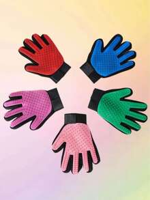 1PC Cat Grooming Gloves, Rubber Pet Cleaning Brush To Remove Floating Hair, Pet Grooming Gloves, Cat And Dog Bath Supplies - Blue - View 6