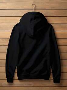 Plain Fleece Sweatshirt With Hood And Kangaroo Pocket, Long Sleeves, Comfortable And Versatile Winter Jacket - Clear - View 3