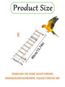 1pc Parrot Rope Climbing Ladder Rotating Perch Wooden Rope Bridge Stand, Educational Bird Supplies, Bird Cage Accessories, Parrot Toy - Rope Ladder - View 10