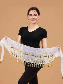 Women's Belly Dance Hip Chain - 66 Gold Coin Tassels In A Fan Skirt Wrap, Featuring Sequins And Coin Designs, Elastic Waistband, Suitable For Belly Dance, Hip Hop, Street Dance - Performance Costume Accessory, Dancewear, Dance Performance - Multicolor - View 17
