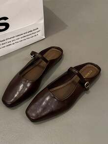 新款复古平底玛丽珍鞋，简约柔软优雅的春夏平底鞋 - 棕色 - 查看 12