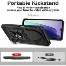 Heavy Duty Case For Poco C75 And Redmi 14C - Includes 2 Tempered Glass Screen Protectors With Sliding Camera Protection Window And Phone Stand - Black - Redmi 14C 和 Poco C75+ 黑色 - 查看 8