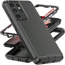para Funda S21 Ultra, Grado Militar 3 en 1 Cuerpo Completo Resistente a Golpes Resistente al Polvo/Cadas Funda de Proteccin Resistente, para S21 Ultra 6.8 inch, Negro - JQ-negro - Ver 1