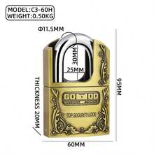 家用防盗挂锁，户外防水，防锈，适用于仓库、大门、宿舍橱柜 - 黃色 - 查看 12