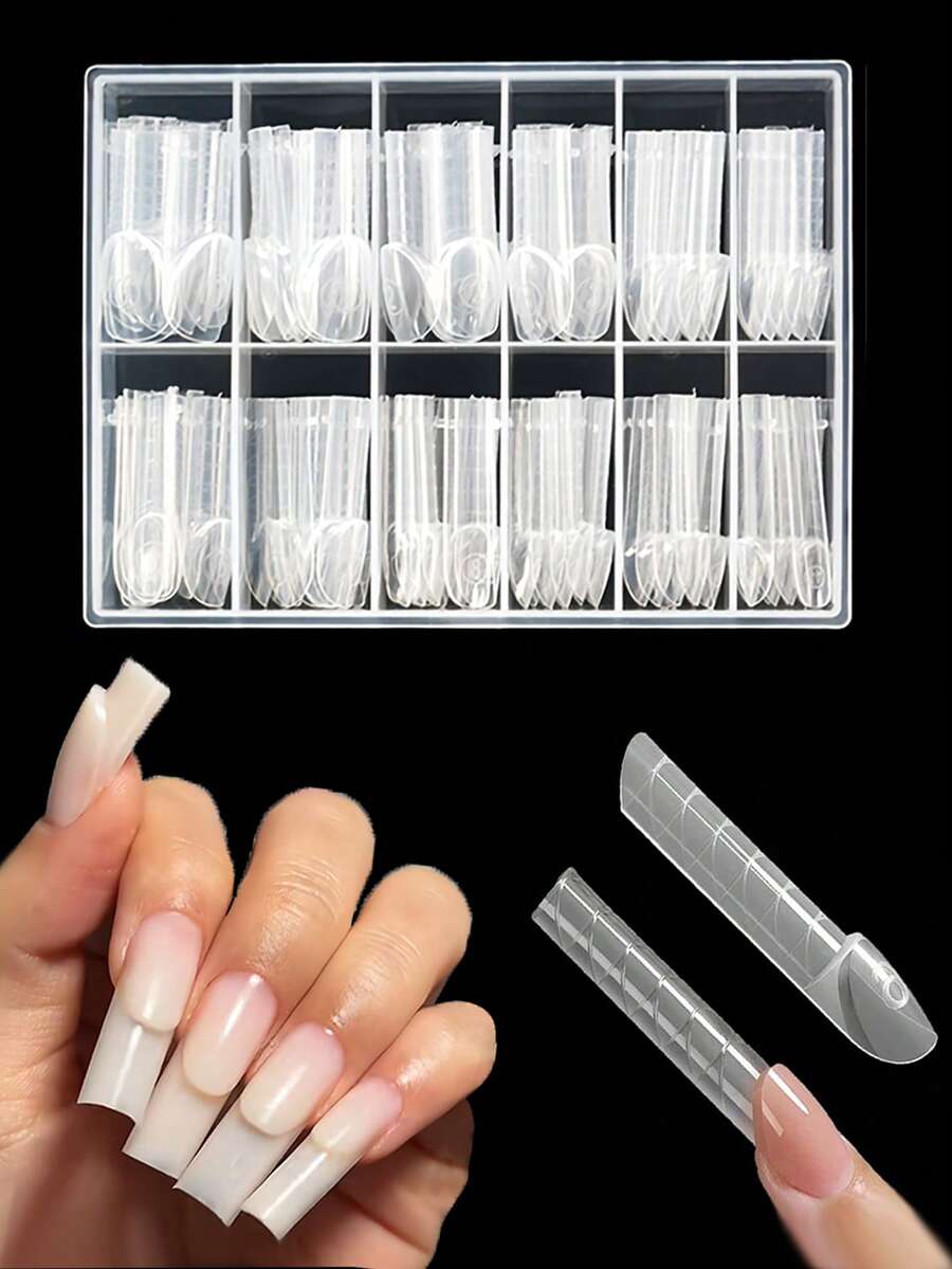 120片装法式双层美甲延长模具 - 可重复使用的亚克力双用途模具，边缘光滑，是DIY美甲和沙龙级法式美甲延长的理想之选 - 無色 - 查看 1